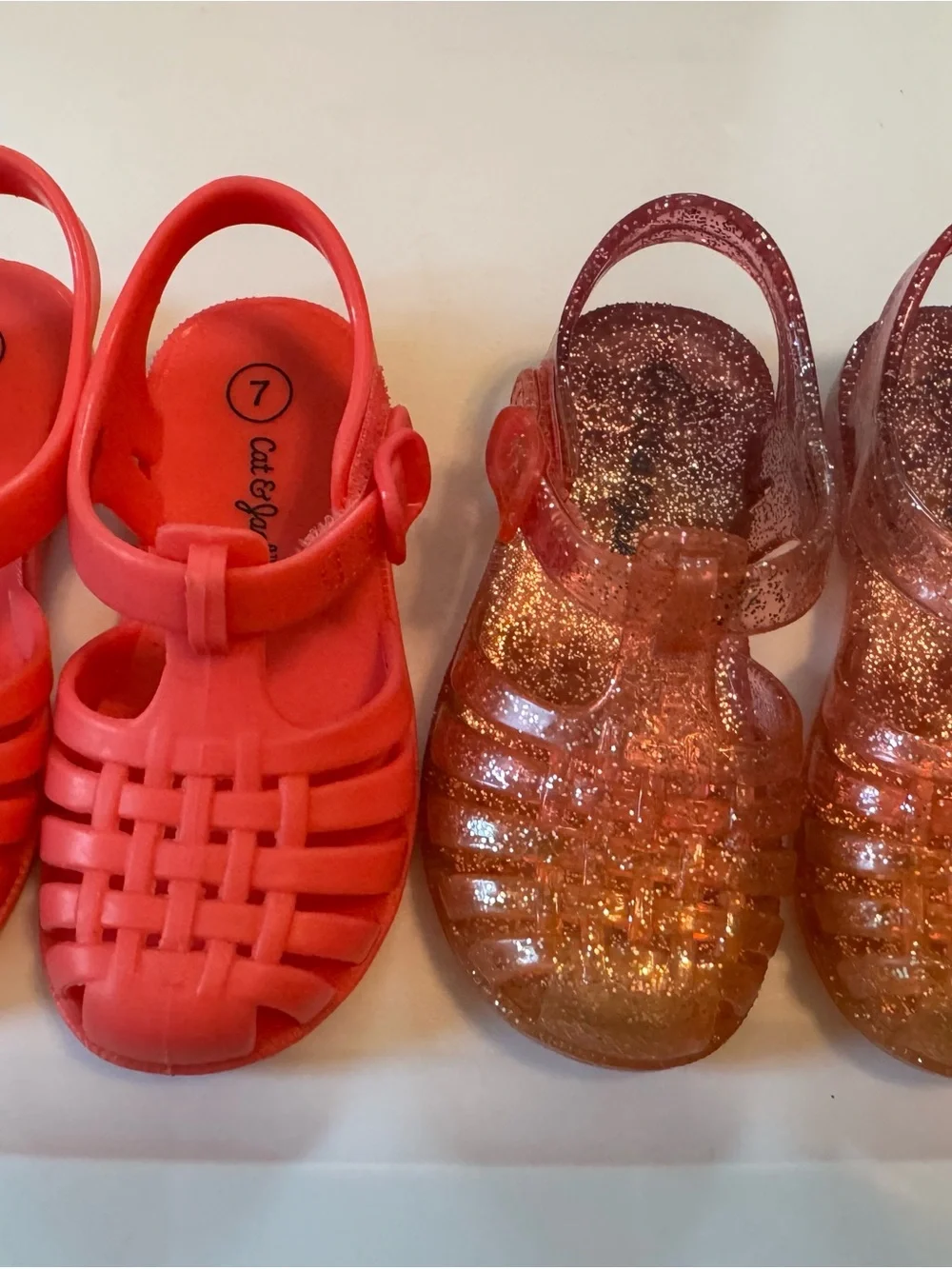 Cat & Jack Pink Kids Jelly Sandals — Solid and Glitter Styles